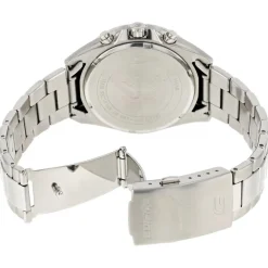 Best CASIO EDIFICE Montre Noir cadran argenté fond noir bracelet acier argenté