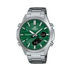 Hot CASIO EDIFICE Montre Vert cadran argenté fond vert bracelet acier argenté