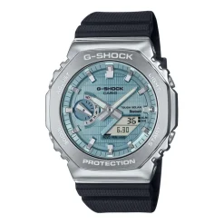 Discount CASIO G-SHOCK Montre Bleu Sky cadran argenté fond bleu sky bracelet résine noir