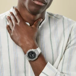 Best CASIO G-SHOCK Montre Noir cadran gris fond noir bracelet résine blanche