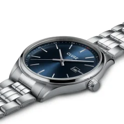 Hot CLUSE Montre Anthéor Bleu cadran argenté fond bleu bracelet acier argenté