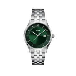 Sale CLUSE Montre Aravis Vert cadran argenté fond vert bracelet acier argenté