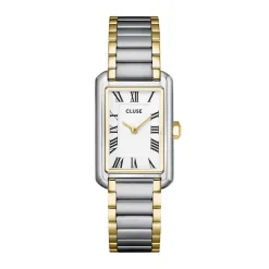 Outlet CLUSE Montre Belissena Blanc cadran bicolore doré / blanc fond blanc bracelet acier bicolore