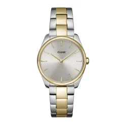 Hot CLUSE Montre Feroce Petite Argenté cadran argenté fond argenté bracelet acier bicolore