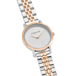 Discount CODHOR Montre Alix Argenté cadran bicolore blanc / rose fond argenté bracelet acier bicolore