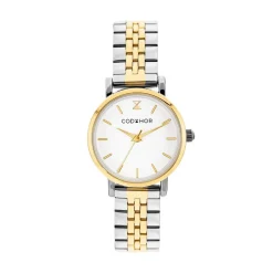 New CODHOR Montre Alix Blanc cadran bicolore doré / blanc fond blanc bracelet acier bicolore