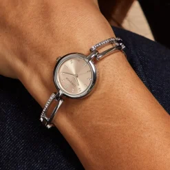 New CODHOR Montre Andrea Rose cadran argenté fond rose bracelet alliage argenté