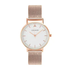 Hot CODHOR Montre Cindy Blanc cadran doré rose fond blanc bracelet acier doré