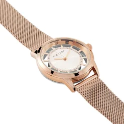Online CODHOR Montre Cloe Rose cadran doré rose fond rose bracelet acier doré rose
