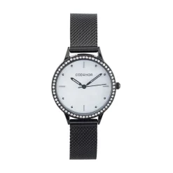 New CODHOR Montre Joy Blanc cadran noir fond blanc bracelet acier noir