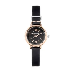 Best CODHOR Montre Nérine Noir cadran doré rose fond noir bracelet synthétique noir