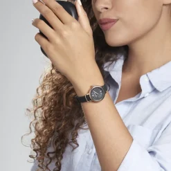 Best CODHOR Montre Nérine Noir cadran doré rose fond noir bracelet synthétique noir