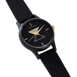 Online CODHOR Montre Pauline Noir cadran noir fond noir bracelet silicone noir