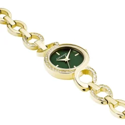 Best CODHOR Montre Sarah Vert cadran doré fond vert bracelet alliage doré