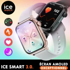 New ICE WATCH Montre Connectée Smart 3.0 cadran bicolore doré / rose bracelet plastique blanc