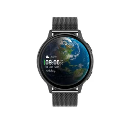 TEKDAY Montre Connectée cadran noir bracelet acier noir