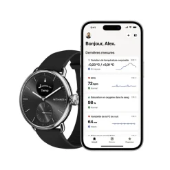 Discount WITHINGS Montre Connectée Scanwatch 2 cadran argenté bracelet silicone noir