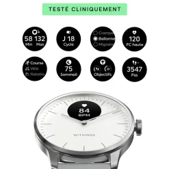 Clearance WITHINGS Montre Connectée Scanwatch Light cadran argenté bracelet silicone gris