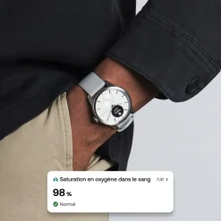 Clearance WITHINGS Montre Connectée Scanwatch Light cadran argenté bracelet silicone gris