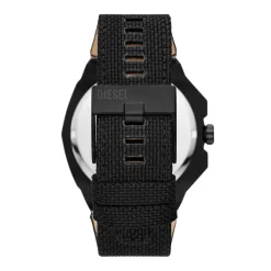 DIESEL Montre Framed Noir cadran noir fond noir bracelet cuir de vache noir