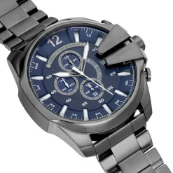 Best DIESEL Montre Mega Chief Bleu cadran gris fond bleu bracelet acier gris