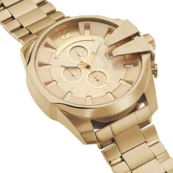Discount DIESEL Montre Mega Chief Champagne cadran doré fond doré bracelet acier doré