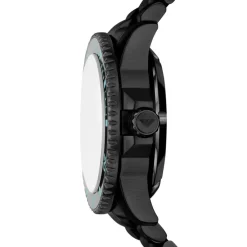 Best EMPORIO ARMANI Montre Sea Explorer Bleu cadran noir fond bleu bracelet acier noir