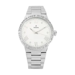 New FESTINA Montre Boyfriend Blanc cadran argenté fond blanc bracelet acier argenté