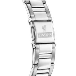 New FESTINA Montre Boyfriend Blanc cadran argenté fond blanc bracelet acier argenté