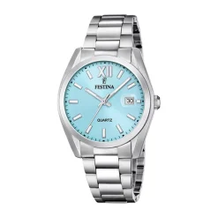 FESTINA Montre Classics Bleu Sky cadran argenté fond bleu sky bracelet acier argenté