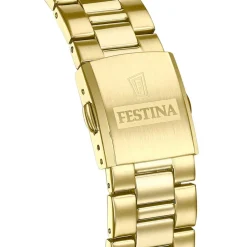 Sale FESTINA Montre Classique Blanc cadran doré fond blanc bracelet acier doré