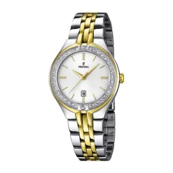 Hot FESTINA Montre Mademoiselle Blanc cadran bicolore fond argenté bracelet acier bicolore