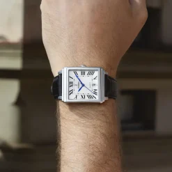 Hot FESTINA Montre On The Square Blanc cadran argenté fond blanc bracelet cuir de vache noir