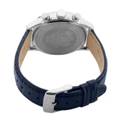 Clearance FESTINA Montre Timeless Chronograph Bleu cadran argenté fond bleu bracelet cuir bleu