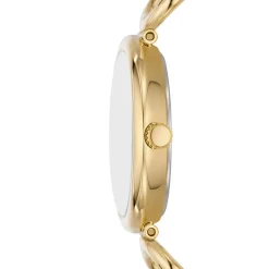 Outlet FOSSIL Montre Carlie Blanc cadran doré fond blanc bracelet acier doré