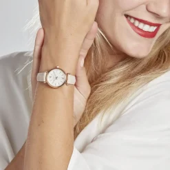 Clearance FOSSIL Montre Carlie Mini Nacre cadran doré rose fond nacre bracelet cuir doré rose