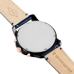 Online FOSSIL Montre Grant 2 Tons cadran noir fond noir bracelet cuir bleu