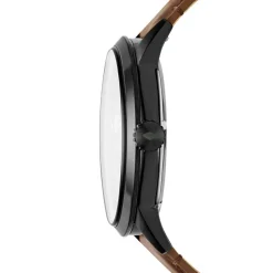 Sale FOSSIL Montre Townsman Auto Noir cadran noir fond noir bracelet cuir marron