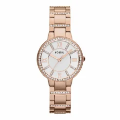Best FOSSIL Montre Virginia Argent cadran doré rose fond argenté bracelet acier doré rose