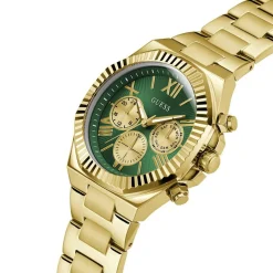 Online GUESS Montre Equity Vert cadran doré fond vert bracelet acier doré