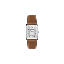 HERBELIN Montre Art Deco Argenté cadran argenté fond argenté bracelet cuir de vache marron