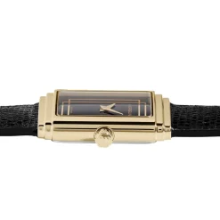 Best HERBELIN Montre Art Deco Noir cadran dore fond noir bracelet cuir noir