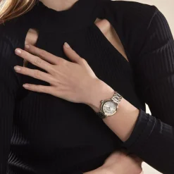 Online HERBELIN Montre Galet Blanc cadran bicolore fond blanc bracelet acier bicolore