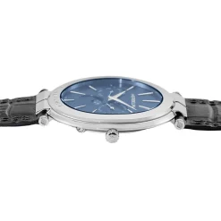 Best HERBELIN Montre Newport Slim Bleu cadran argenté fond bleu bracelet cuir noir