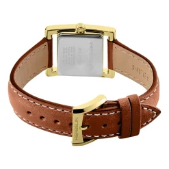 Discount HERBELIN Montre V Eme Avenue Blanc cadran doré fond blanc bracelet cuir marron