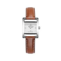 Discount HERBELIN Montre V Eme Avenue Blanc cadran argenté fond blanc bracelet cuir marron