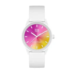 Online ICE WATCH Montre Solar Power Multicolore cadran blanc fond multicolore bracelet silicone blanc
