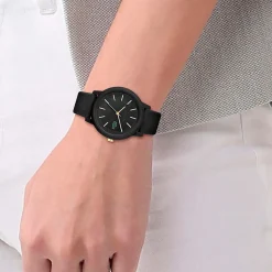 Online LACOSTE Montre 12.12 Noir cadran noir fond noir bracelet silicone noir