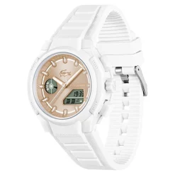 LACOSTE Montre Lc33 Crème cadran blanc fond cr&egrave;me bracelet silicone blanc