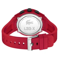 Discount LACOSTE Montre Lc33 Noir cadran rouge fond noir bracelet silicone rouge
